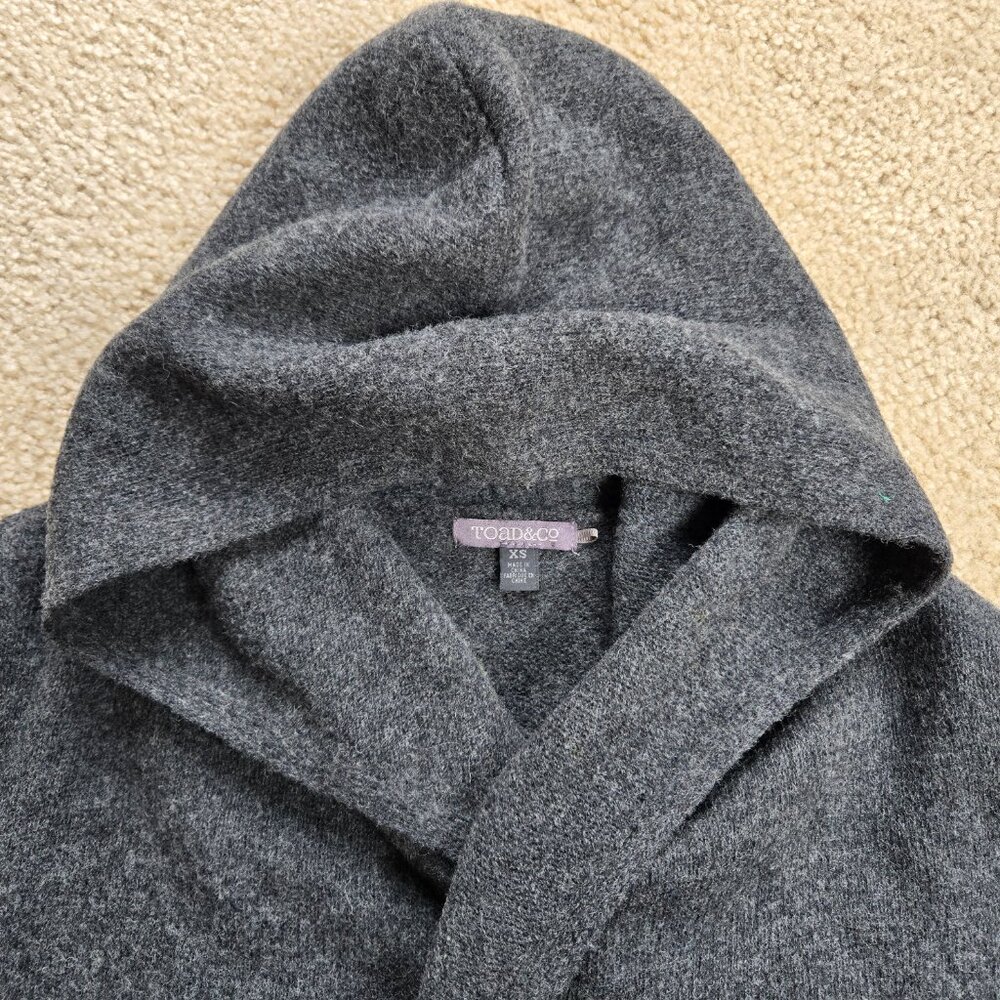Toad & Co Heartfelt Wool Hoodie XS Grey Brown Green - Picture 4 of 7